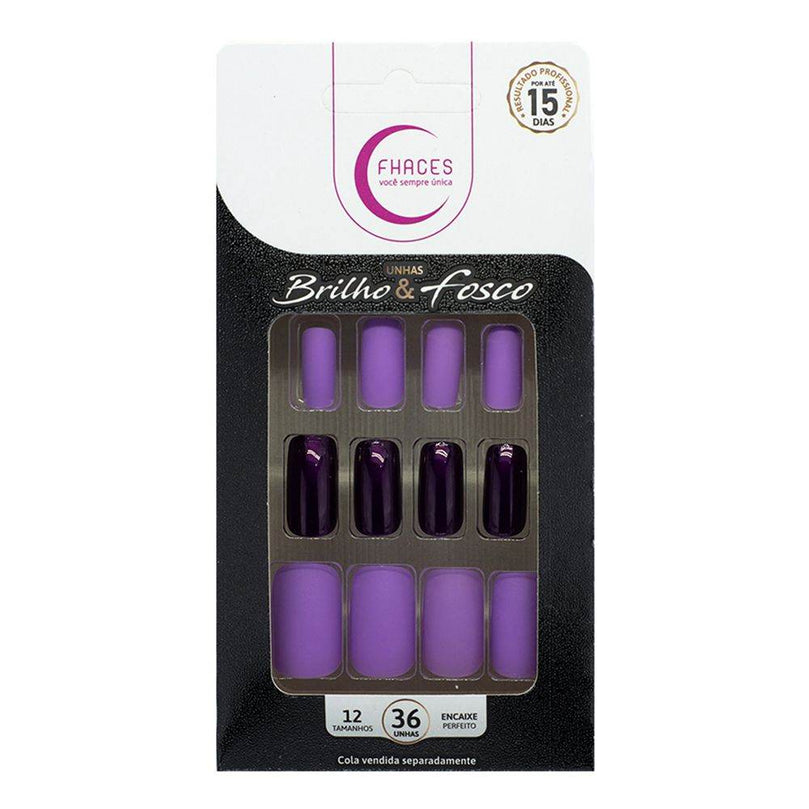 Unhas Fhaces Brilho/ Fosco Lilas - 36 Unidades - Drogaria Poupa Centro