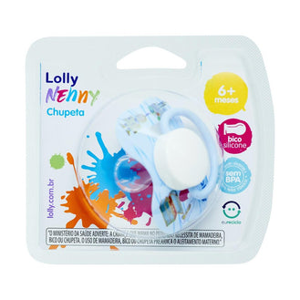 Chupeta Lolly Zoo 100% Silicone Bico Redondo Tamanho 2 Azul