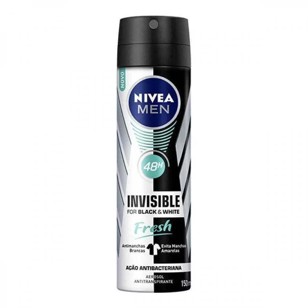Desodorante Nivea Aerosol Black White Fresh Masculino 150ml - Drogaria Poupa Centro