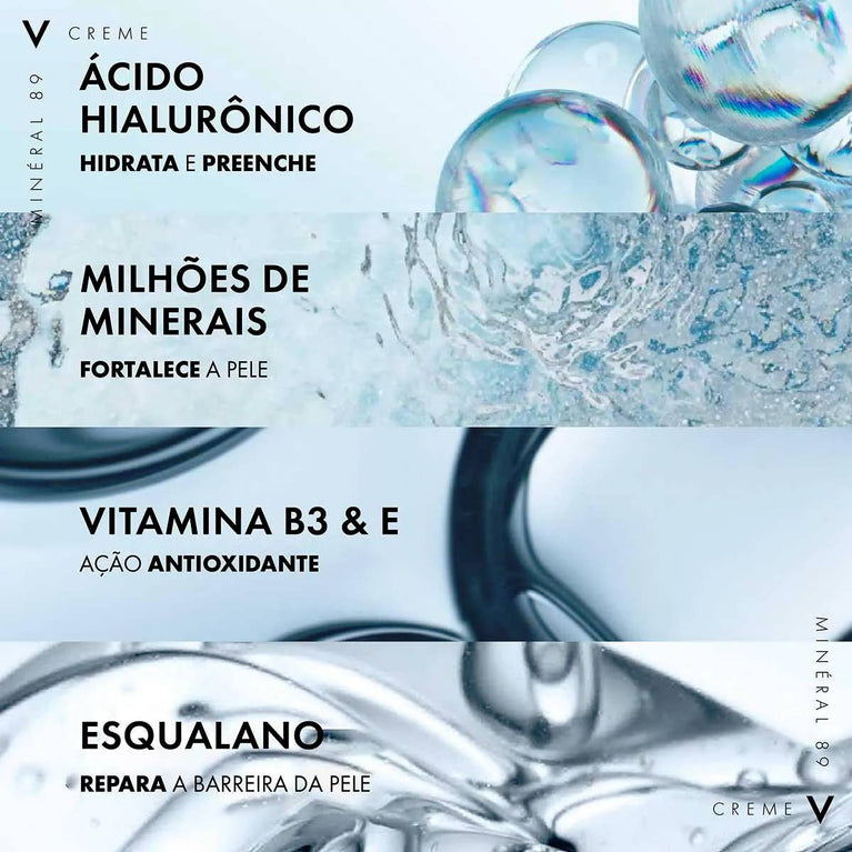 Creme Hidratante Facial Vichy Mineral 89 Fortalecedor e Reparador Booster Hidratante com Água Termal de Vichy 40ml