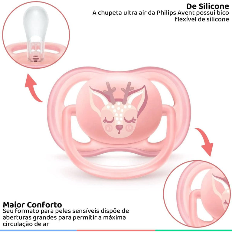 Chupeta Philips Avent Ultra Air Dupla Coruja e Cervo 0-6M