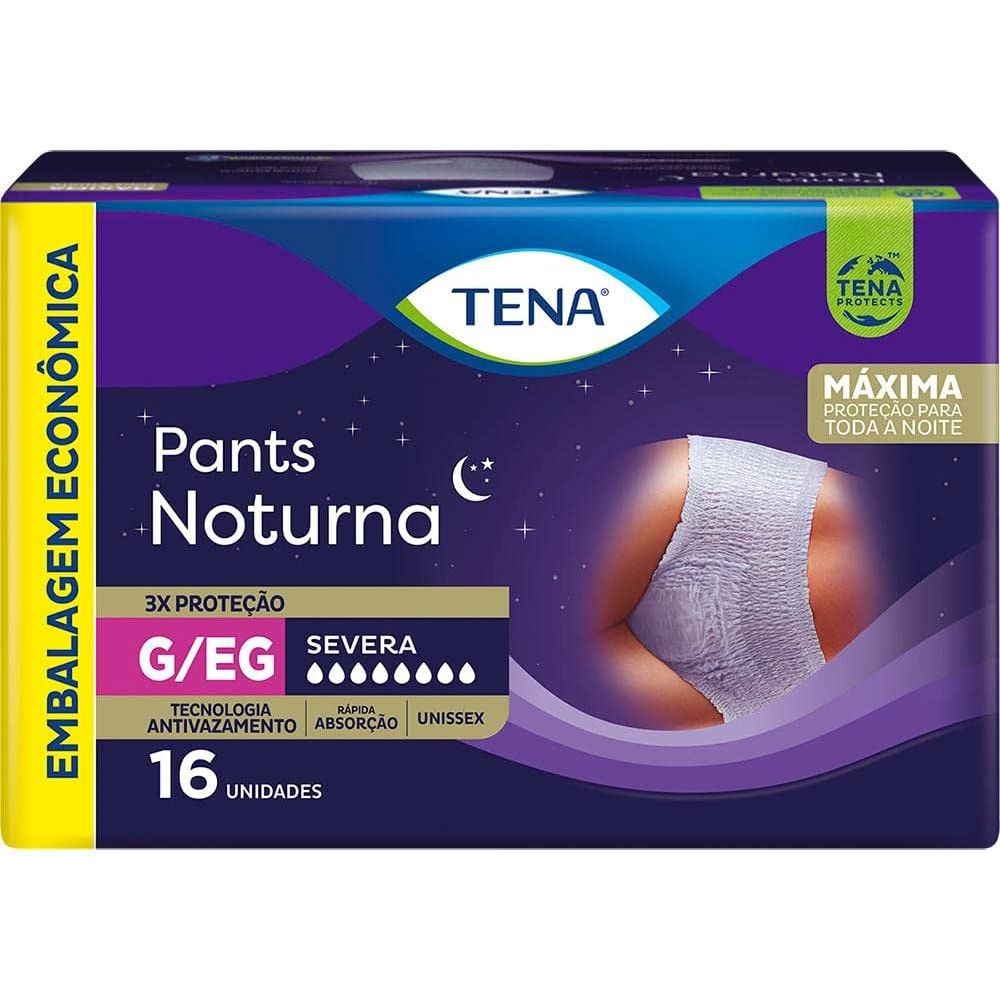 Tena Pants Noturna, Roupa Íntima para Incontinência Urinária, G/EG - 16 unidades