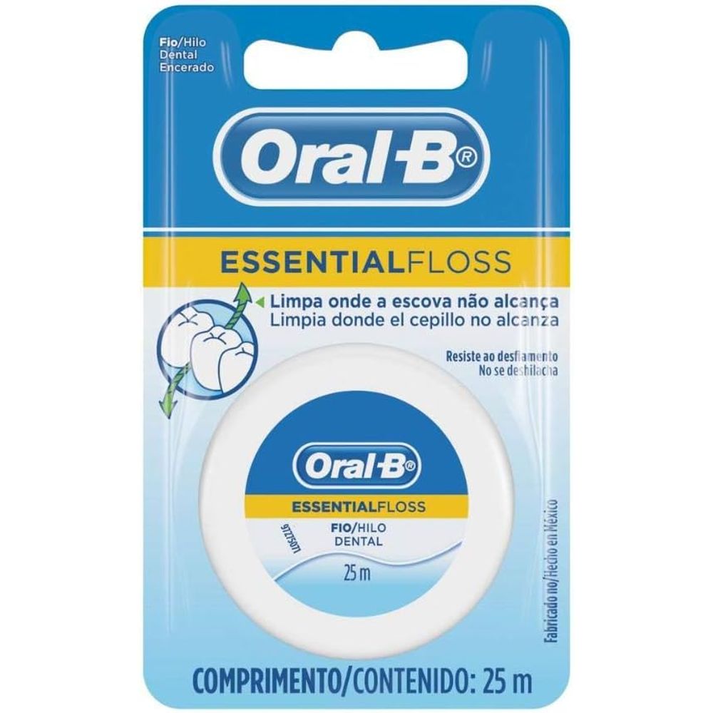Fio Dental Oral-B Essential Floss Encerado - 25m