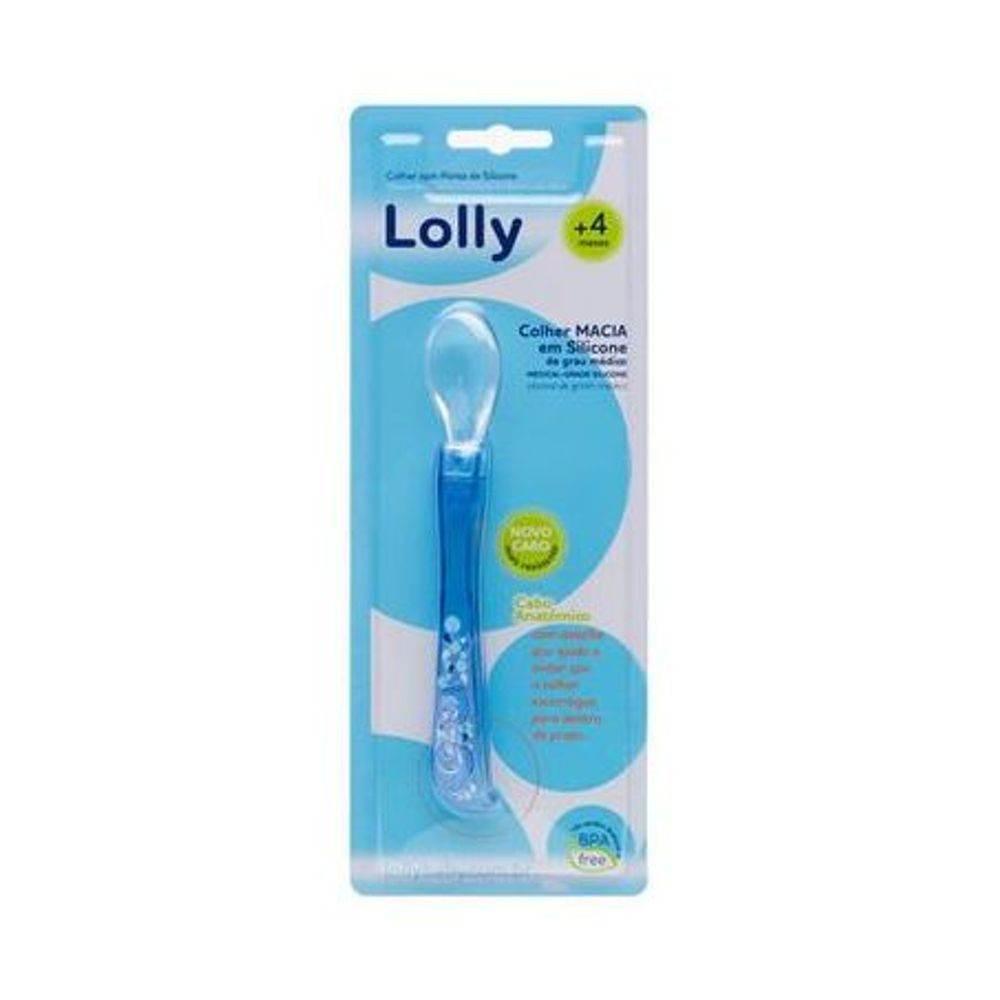 Colher Silicone Azul Lolly - Drogaria Poupa Centro