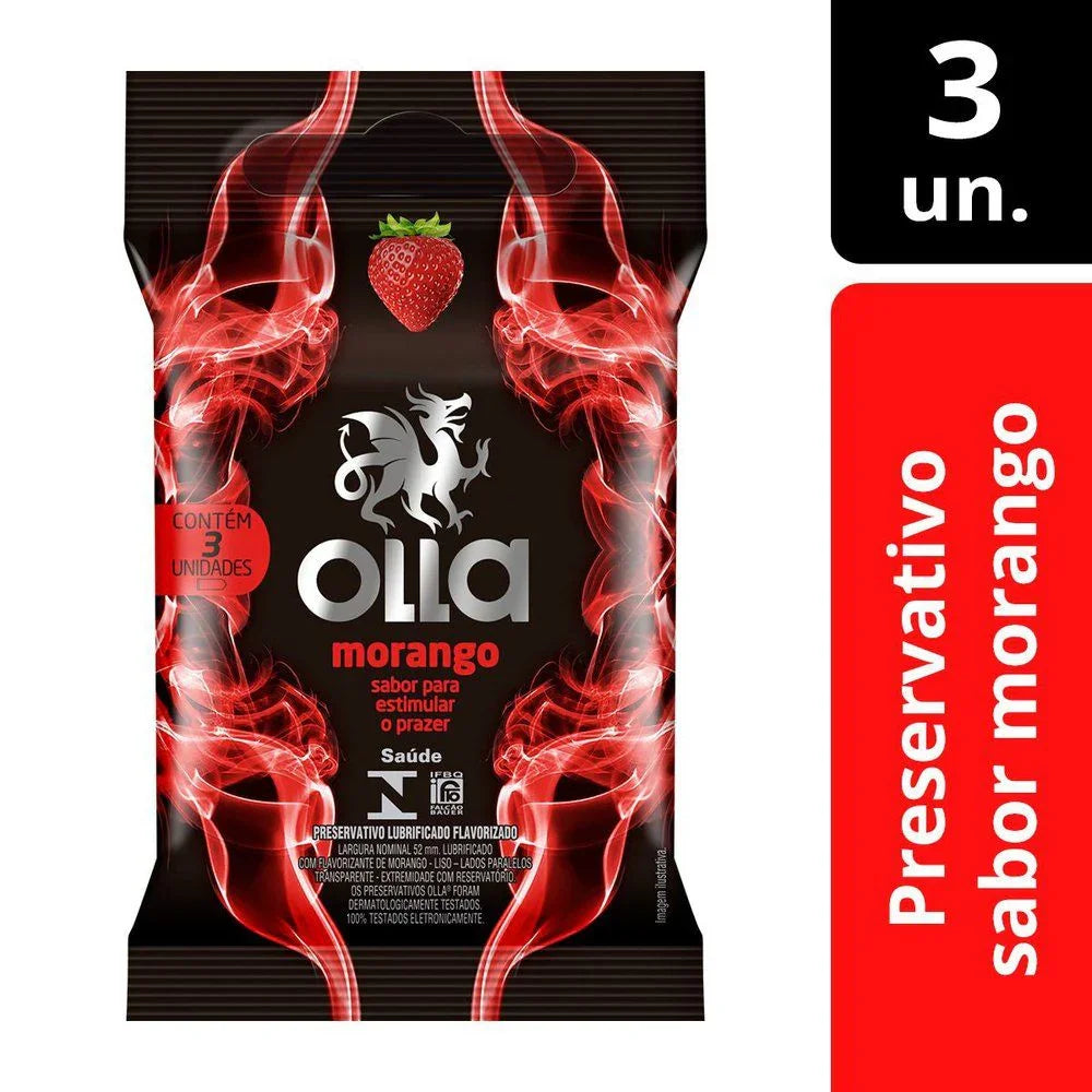 Preservativo Olla Morango Lub C/3