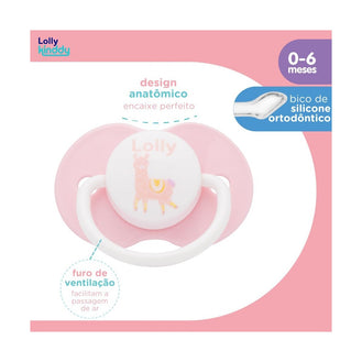 Chupeta Lolly Zoo Rosa 0-6 Meses Ortodôntica
