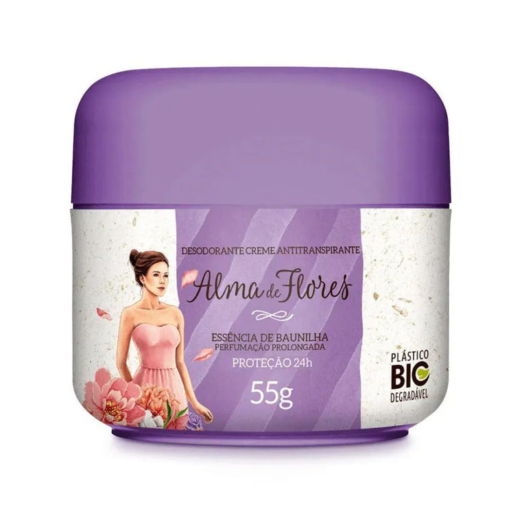Desodorante Creme Alma De Flores 55gr Pote Baunilha