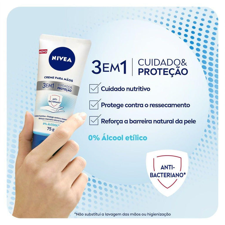 Creme para as Mãos Nivea 3 em 1 Antibacteriana 75g - Drogaria Poupa Centro