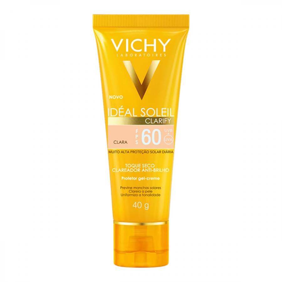 Protetor Solar Vichy Ideal Soleil Clarify Claro FPS 60 Com 40g - Drogaria Poupa Centro