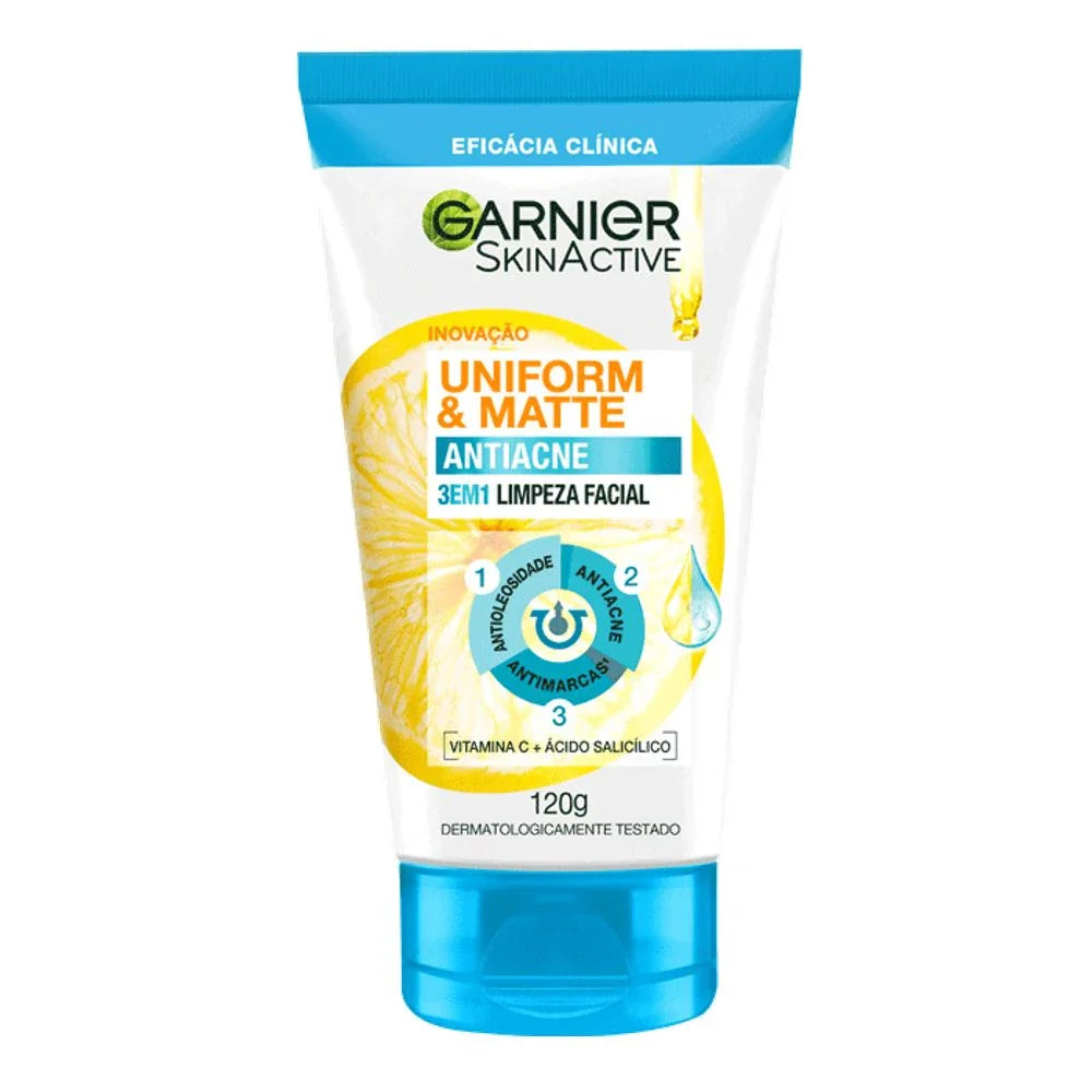 Limpeza Facial Garnier Unifor&Matte 3 em 1 Antiacne 120g - Garnier