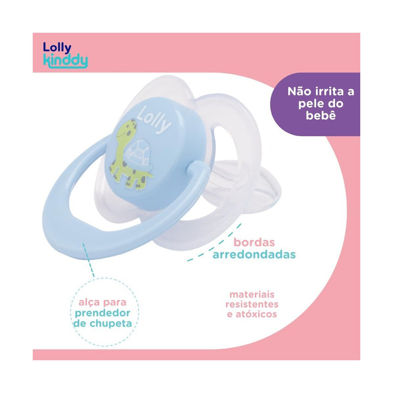 Chupeta Lolly Color Silicone Azul Tam 2
