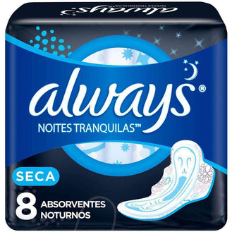 Absorvente Noturno Always Noites Tranquilas Seca com abas 8 Unidades - Drogaria Poupa Centro