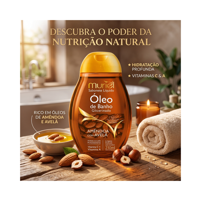 Sabonete Líquido Muriel Óleo de Banho Amêndoa e Avelã 230ml