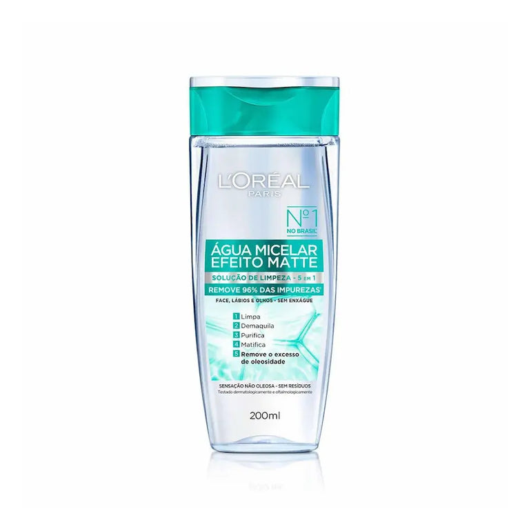 Água Micelar L'Oréal Paris Efeito Matte Solução de Limpeza Facial 200ml