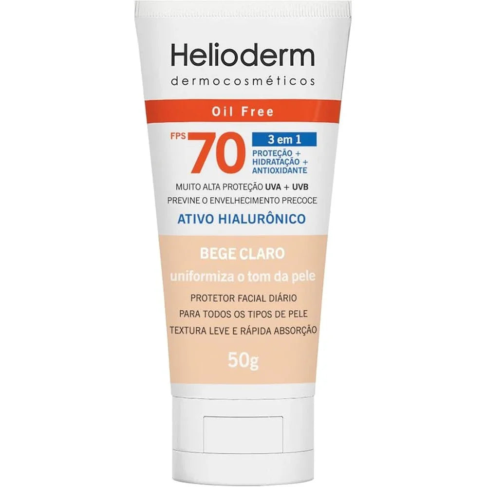 Protetor Solar Facial Hialurônico FPS70 Bege Claro