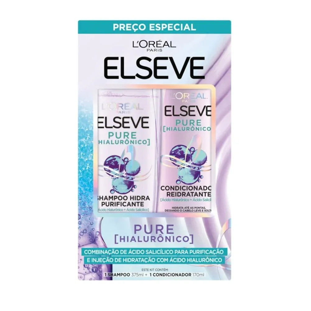 Kit Shampoo Elseve Pure Hialurônico 375ml + Condicionador 170ml