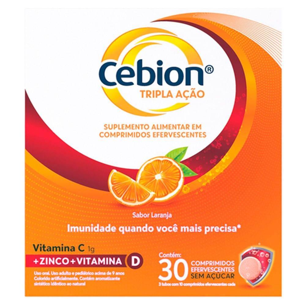 Cebion Laranja Tripla Ação 30 Comprimidos Efervescentes 1g - Drogaria Poupa Centro