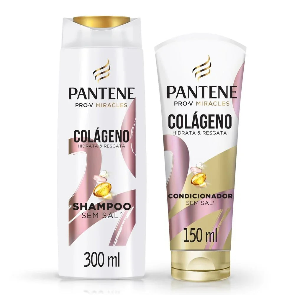 Kit Pantene Pro-V Miracles Shampoo 300ml + Condicionador 150ml Colágeno Hidrata e Restaura