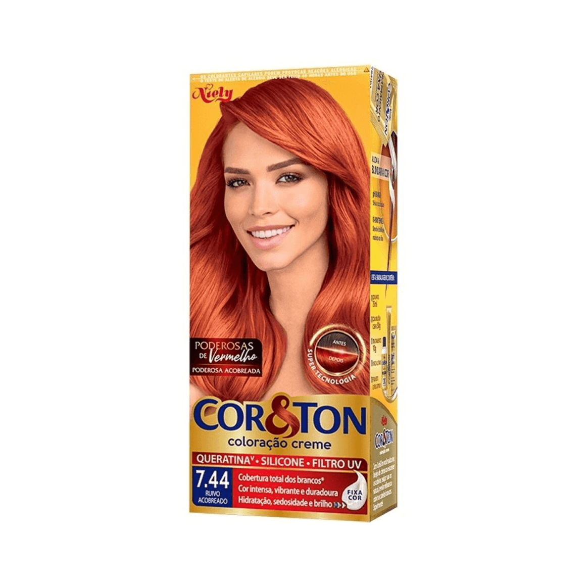 Tint Cor&Ton Mini Kit 7.44 Ruivo Acobread - Drogaria Poupa Centro