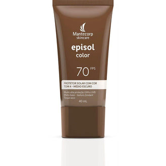 Protetor Solar Facial Episol Color Tom 4 Medio Escuro FPS 70 40Ml - Drogaria Poupa Centro