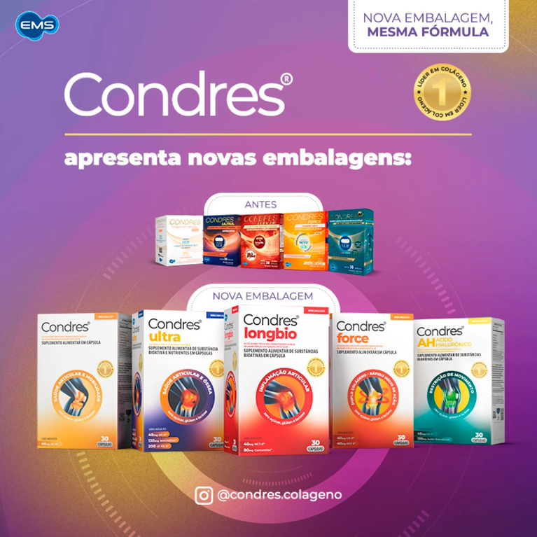 Condres AH 90 Cápsulas Colágeno Tipo II e Ácido Hialurônico