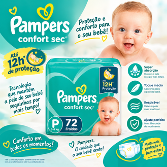 Fralda Pampers Confort Sec Super P Com 72 Unidades
