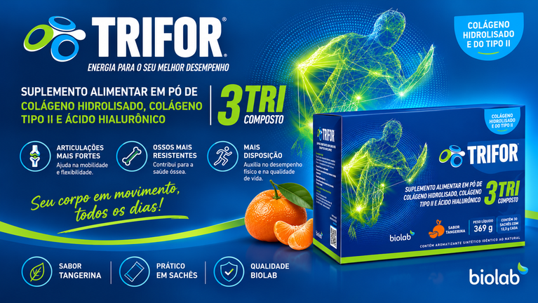 Trifor Colageno 369g, 30 saches Suplemento Alimentar em Pó