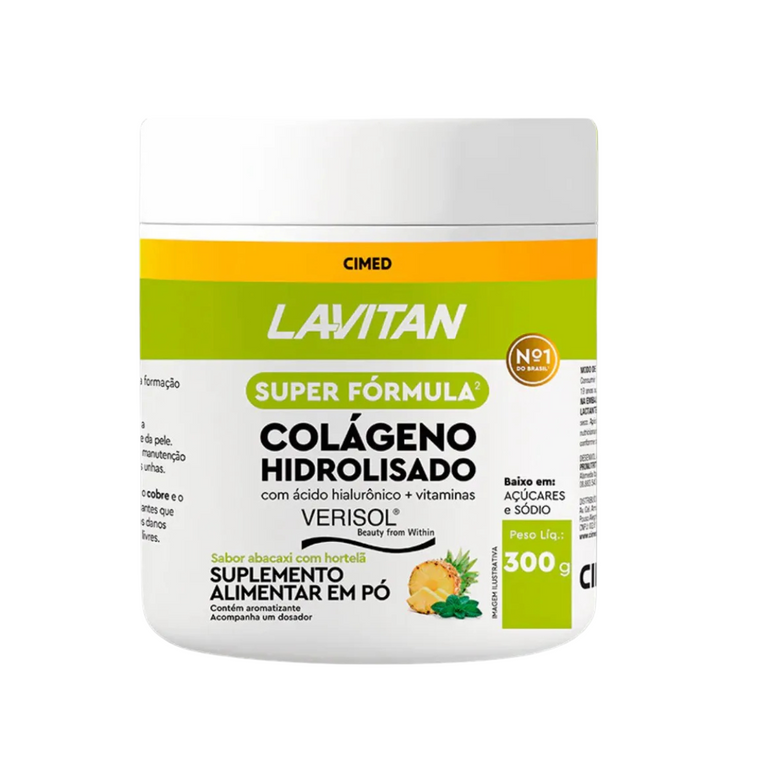 Kit 03 Lavitan Colágeno Hidrolisado Pó 300g Sabor Abacaxi + Maçã Verde + Hibisco