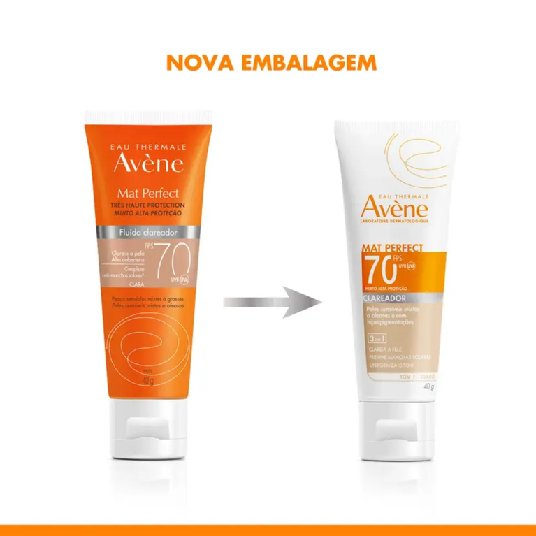 Protetor Solar Avène Mat Perfect FPS 70 Fluido Clareador 40g
