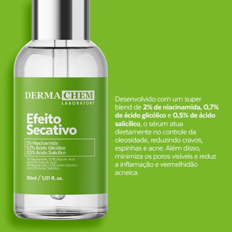 Sérum Efeito Secativo Dermachem 30ml - Controle de Acne e Oleosidade VALIDADE 07/2026