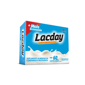 Lacday 10.000 U.FCC Enzima Lactase 60 Comprimidos Mastigáveis