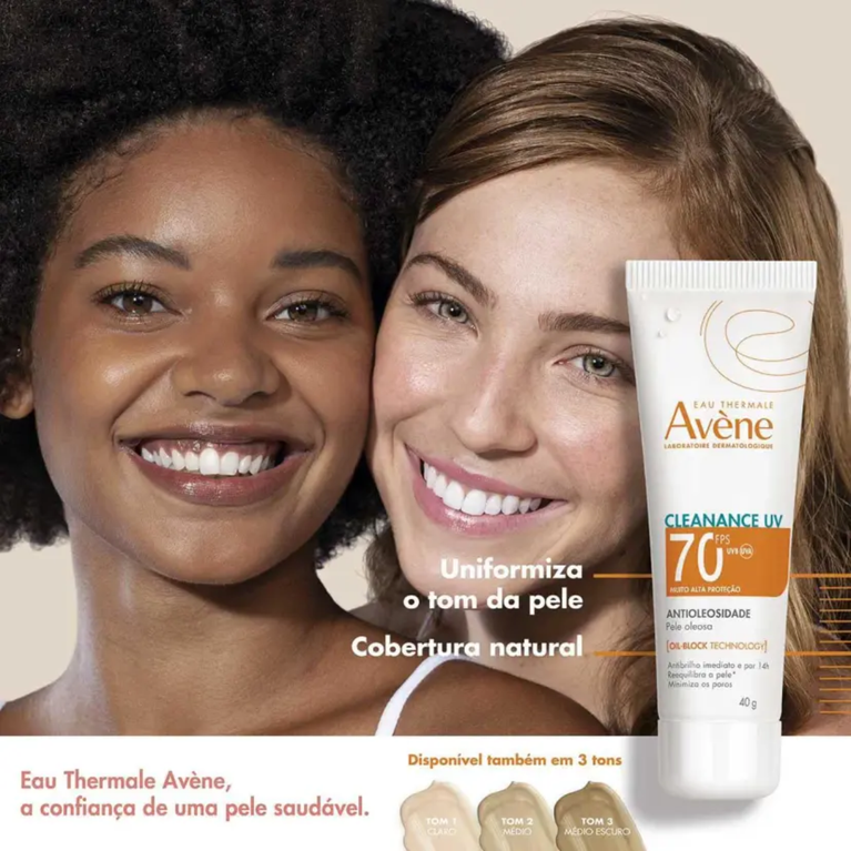Protetor Solar Facial Avène Cleanance UV FPS 70 Médio 40g VALIDADE 10/2026