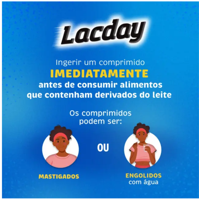 Lacday 10.000 U.FCC Enzima Lactase 60 Comprimidos Mastigáveis