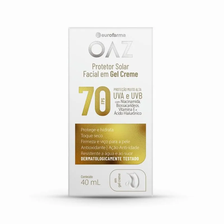 Protetor Solar Facial Oaz FPS 70 Gel Creme 40ml | Alta Proteção