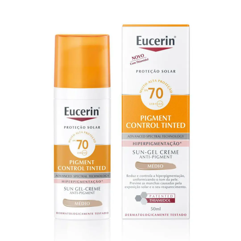 Protetor Solar Eucerin Pigment Control Tinted FPS 70 Médio 50g