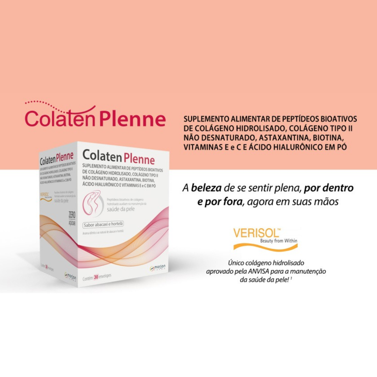 Colágeno Colaten Plenne 30 Sachês Abacaxi e Hortelã VALIDADE 11/26
