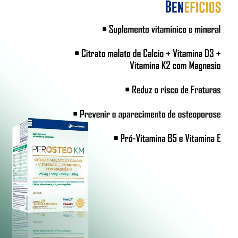 Perosteo KM 30 Tabletes Mastigáveis Sabor Caramelo VALIDADE 10/26