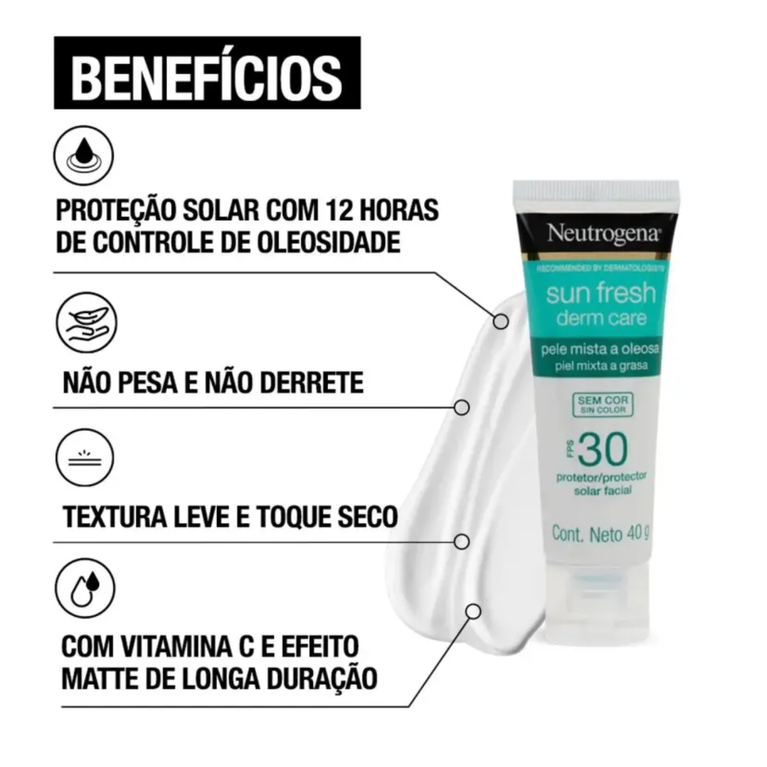 Protetor Solar Facial Neutrogena Sun Fresh FPS 30 40g VALIDADE 08/2026