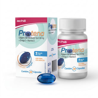 Protena Colágeno Não Hidrolisado Tipo II 40mg + Ômega 3 + Vitamina D - 60 cápsulas