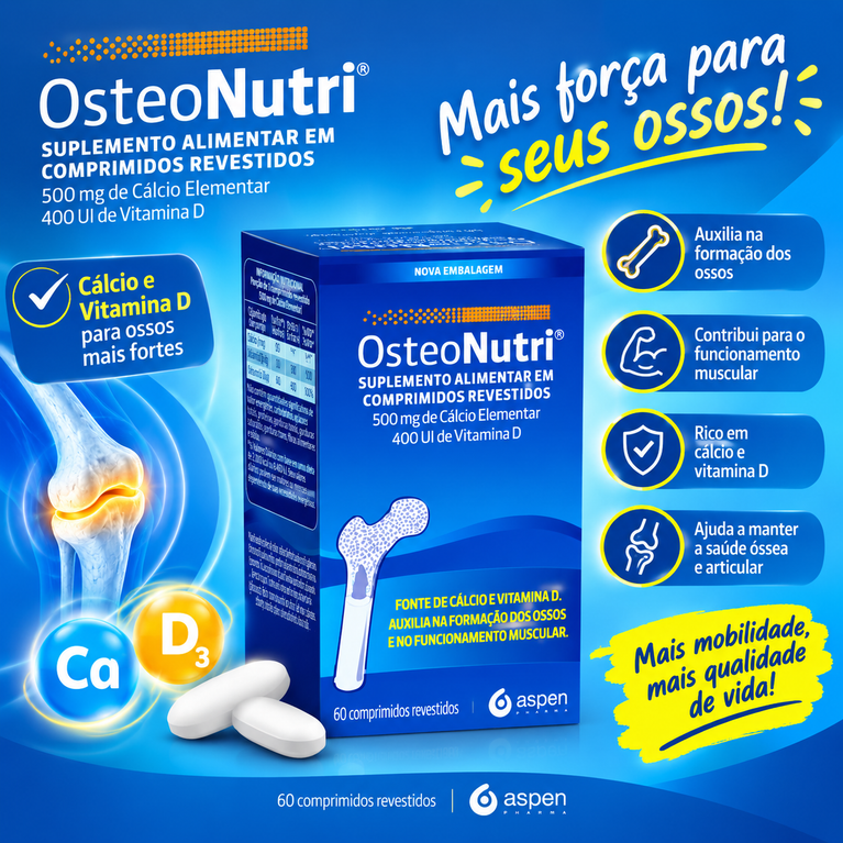 Osteonutri 600mg/400ui Com 60 Comprimidos VALIDADE 31/12/2026