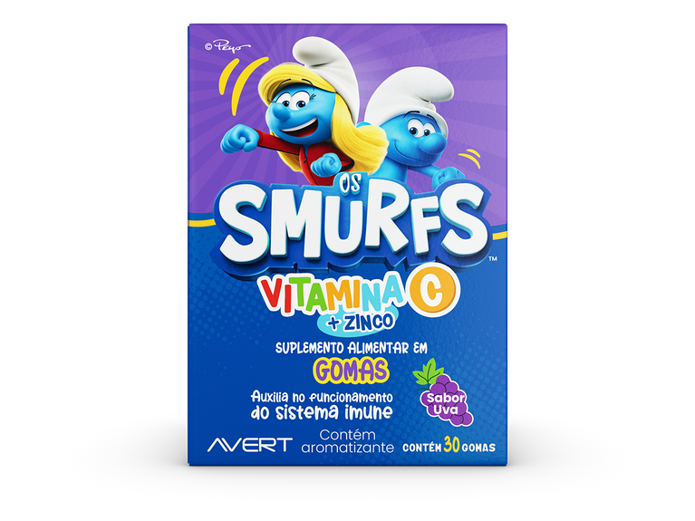 Suplemento Infantil Os Smurfs Vitamina C + Zinco 30 Gomas