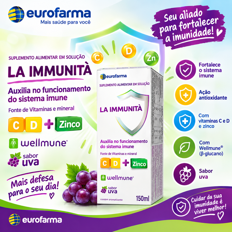 Suplemento Alimentara La Immunita Sabor Uva 150ml VALIDADE 31/03/2027