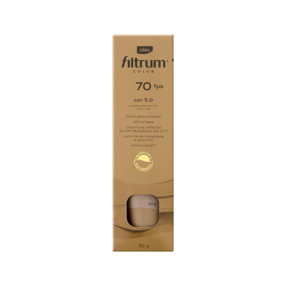 Protetor Solar Facial Filtrum Color FPS 70 Cor 5.0 50g – Drogaria Poupa ...