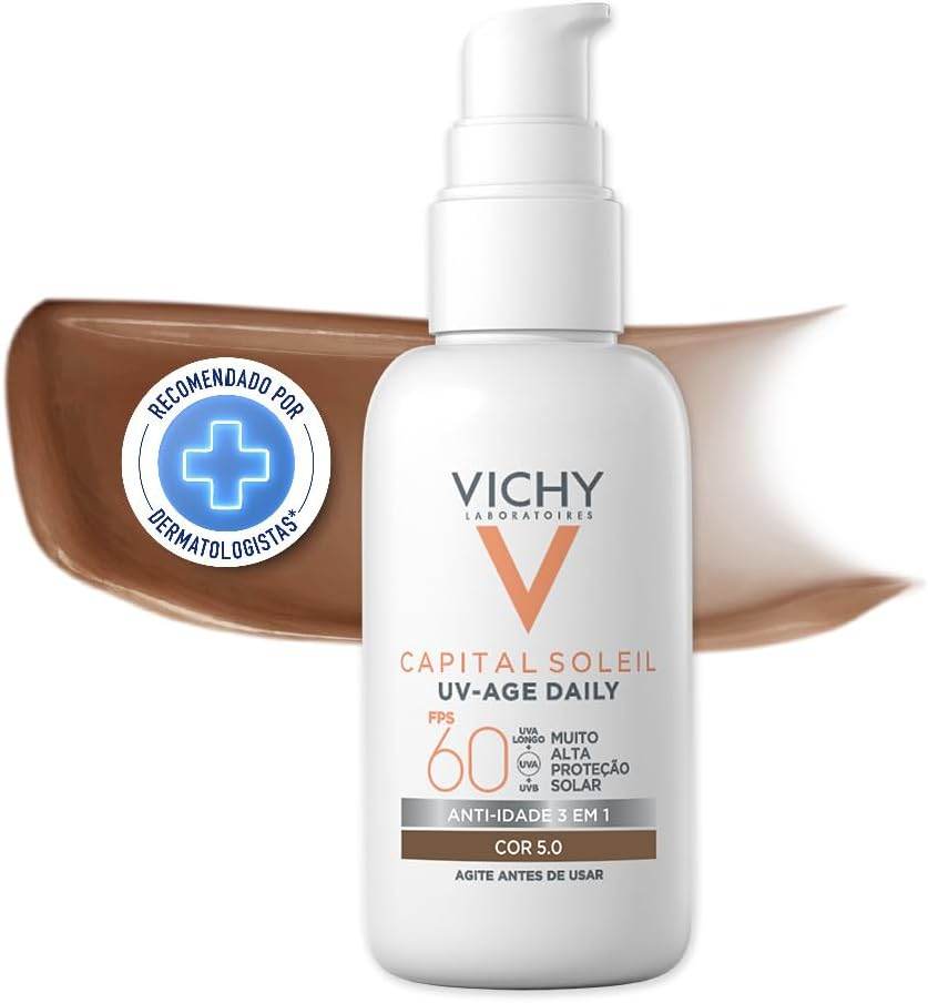 Protetor Solar Facial Vichy UV-Age Daily Cor 5.0 FPS 60 40G - Drogaria Poupa Centro