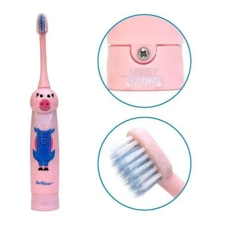 Escova Dental à Pilha EDA-Kids Techline Porquinho - Drogaria Poupa Centro