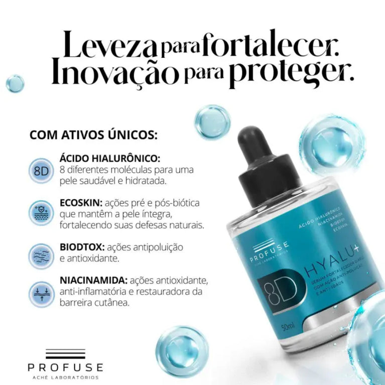 Kit Sérum Facial Fortalecedor Profuse 8D Hyalu+ Anti-idade 50ml + 30ml