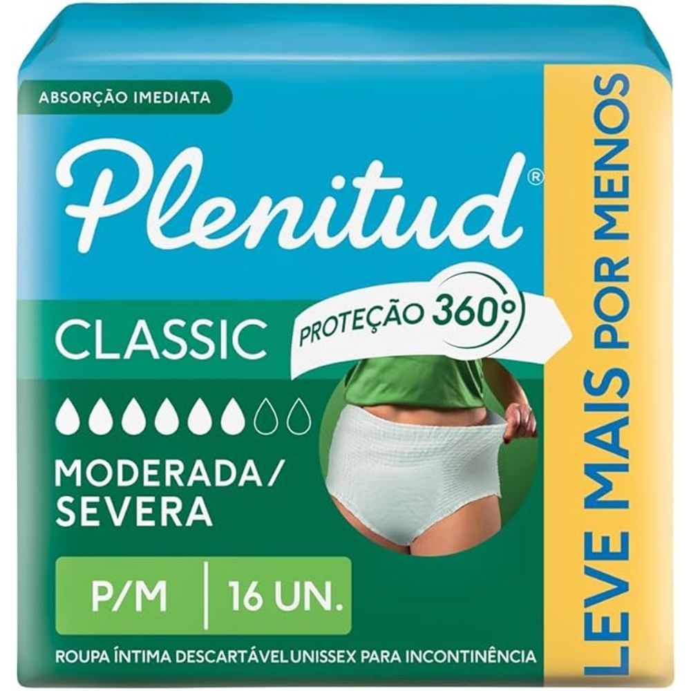 Plenitud Roupa Íntima Classic para Incontinência P/M-16 un
