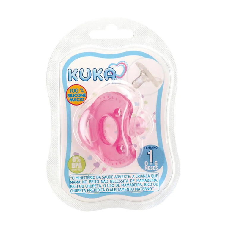 Chupeta Kuka Soft Comfort Redondo Tamanho 1 Rosa - 1 unidade