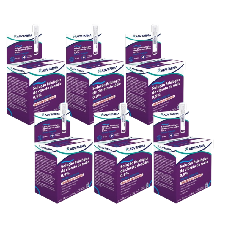 KIT COM 6 Soro Fisiológico Adv Farma - Contém 10 Unidades de 5ml