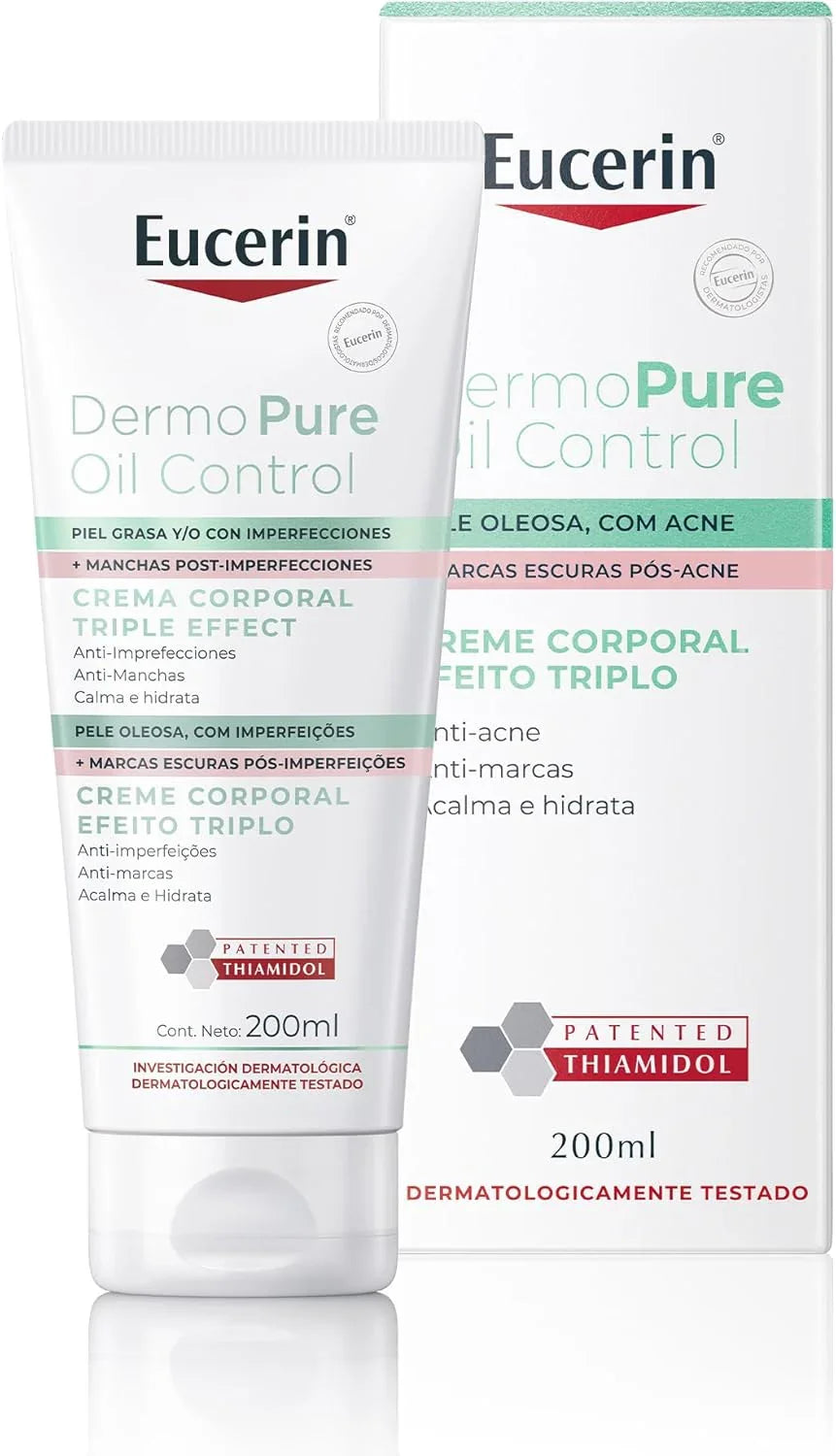 EUCERIN Creme Corporal AntiAcne Dermo Pure Efeito Triplo 200ml - Drogaria Poupa Centro